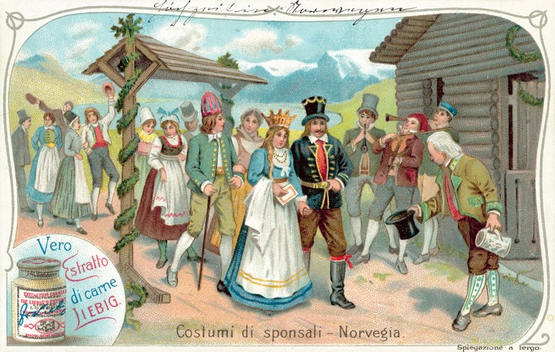 Bryllupsoptog i Norge (chromolitho) af European School
