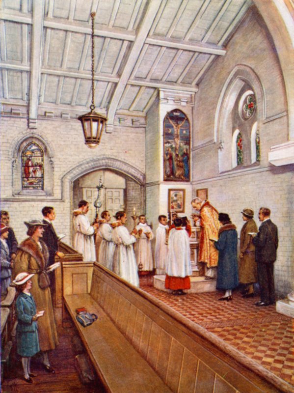 "Døb alle nationer" (farve litho) af Evelyn Stuart Hardy