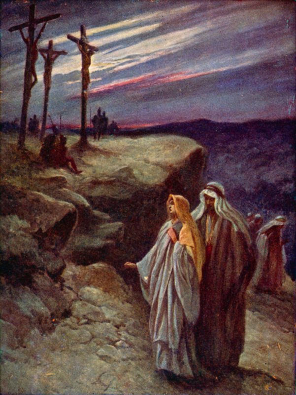 Korsfæstelsen (farve litho) af Evelyn Stuart Hardy
