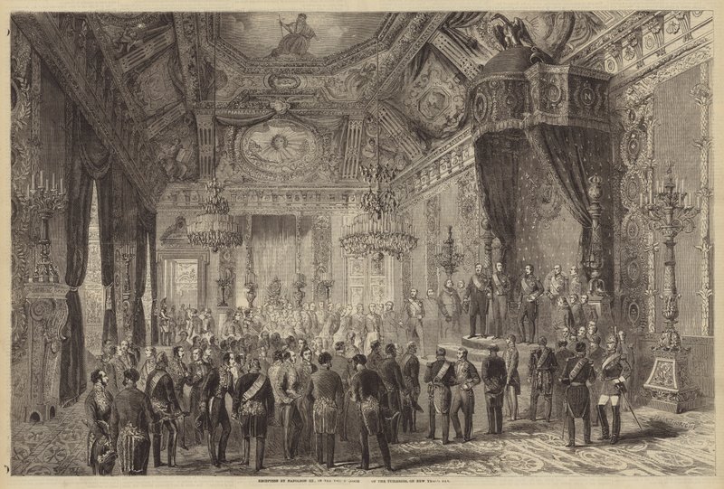 Modtagelse af Napoleon III, i Tuileriernes tronsal, nytårsdag af Felix Thorigny