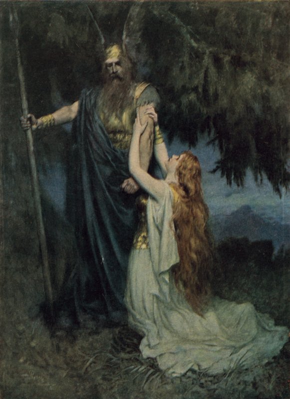 Brunnhilde knælede for hans fødder af Ferdinand Lecke