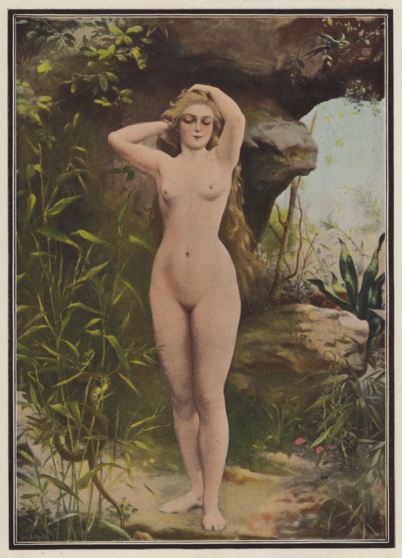 Eva (farve litho) af Fernand Lematte