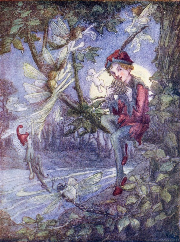 Peter Pan (farvelitografi) af Flora White