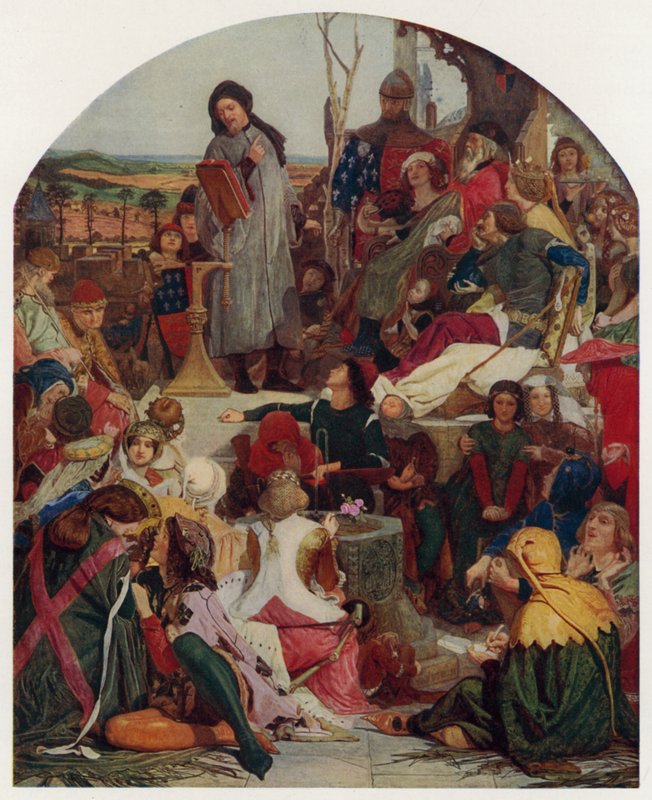Geoffrey Chaucer ved hoffet til kong Edward III af England af Ford Madox Brown