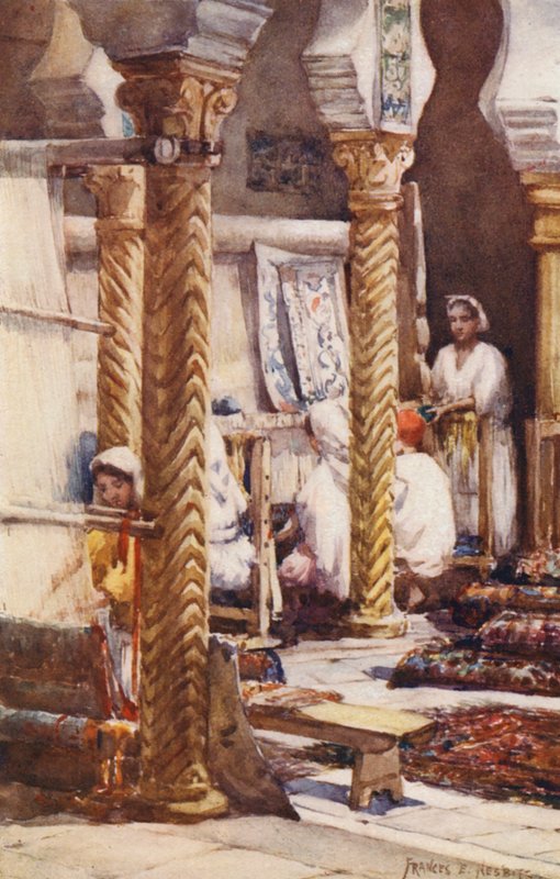 Tæppeskolen, Algier (farvelitografi) af Frances Nesbitt