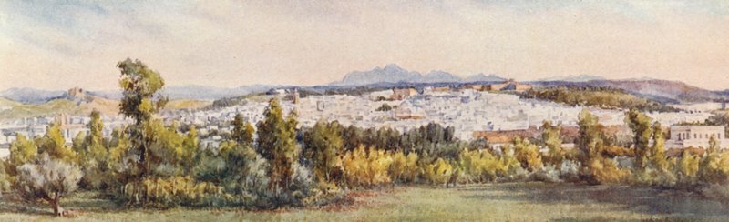 Tunis fra Belvedere (farvelitografi) af Frances Nesbitt