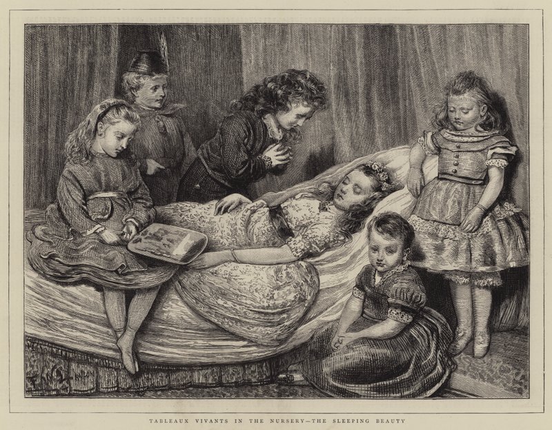 Tableaux Vivants i vuggestuen, Tornerose af Francis Wilfred Lawson