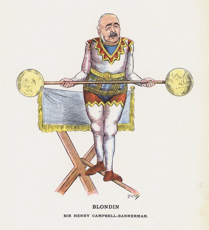 Blondin, Sir Henry Campbell-Bannerman (farve litho) af Francis Carruthers Gould