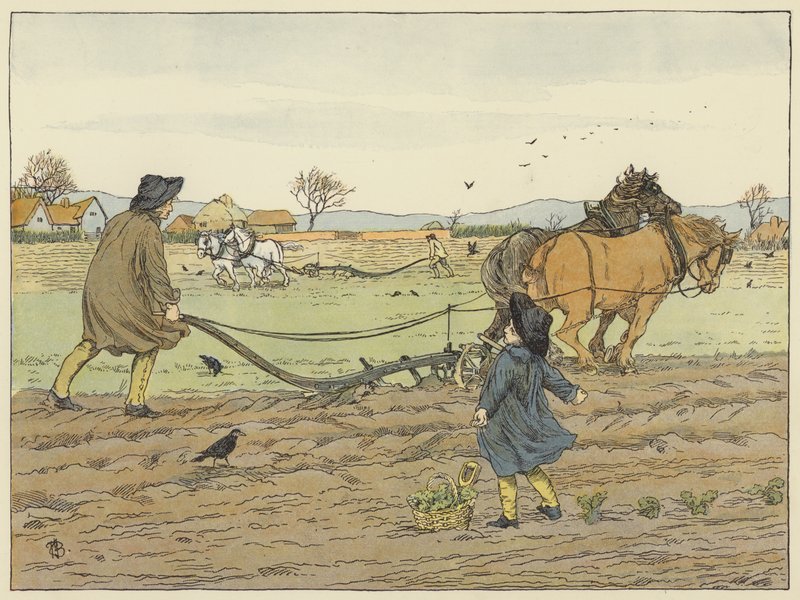 Ploughman (farvelitografi) af Francis Donkin Bedford