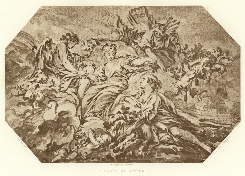 Amor og psyke (gravering) af Francois (after) Boucher