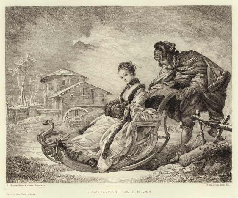 Winter Fun (gravering) af Francois (after) Boucher