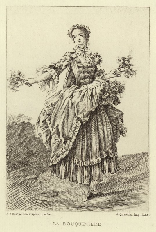 La Bouquetiere (engraving) af Francois (after) Boucher
