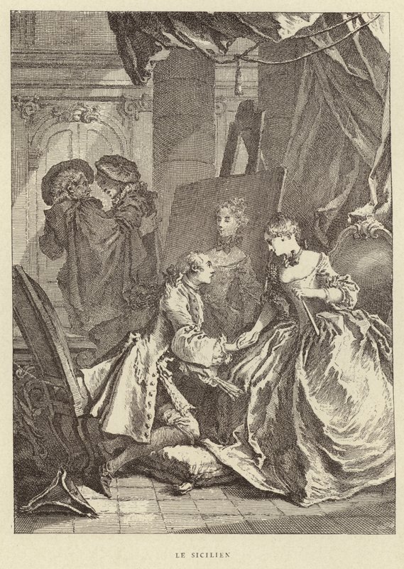 Den sicilianske (gravering) af Francois (after) Boucher