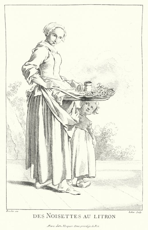 Nødder sælger (gravering) af Francois (after) Boucher