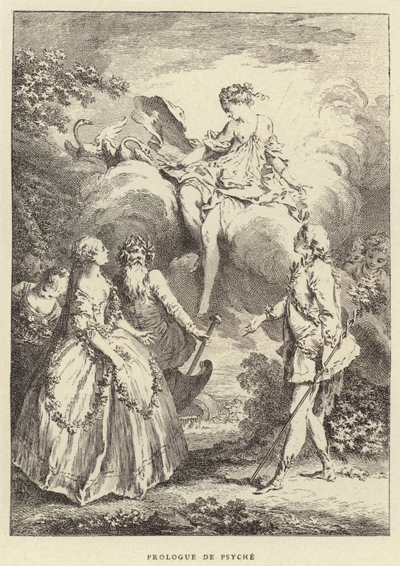 Prologue de Psyche (gravering) af Francois (after) Boucher