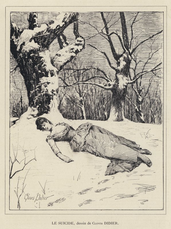 Selvmord (litho) af Francois Auguste Didier Clovis