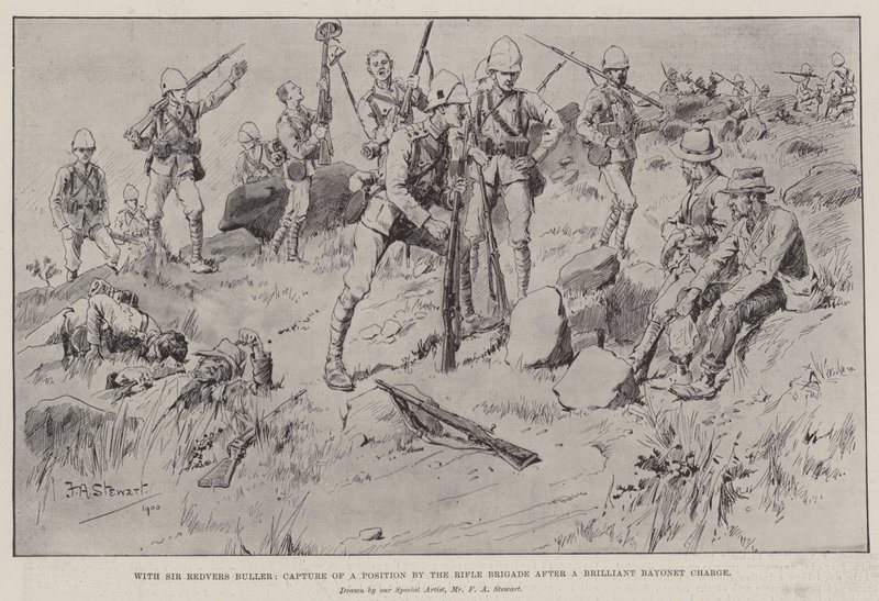 Med Sir Redvers Buller, erobring af en position af riffelbrigaden efter en strålende bajonetangreb af Frank Algenon Stewart