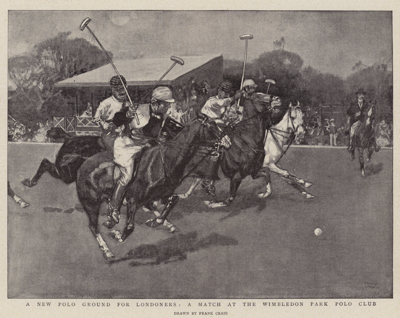 En ny polobane for londonere, en kamp i Wimbledon Park Polo Club af Frank Craig