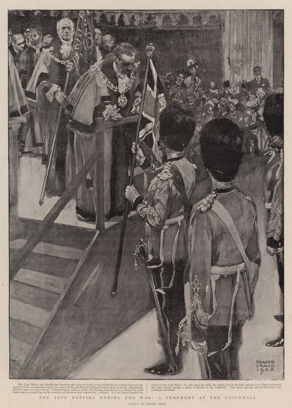 Til sikker opbevaring under krigen, en ceremoni i Guildhall af Frank Craig