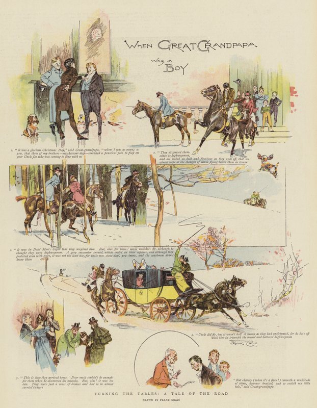 Turning the Tables, a Tale of the Road (chromolitho) af Frank Craig