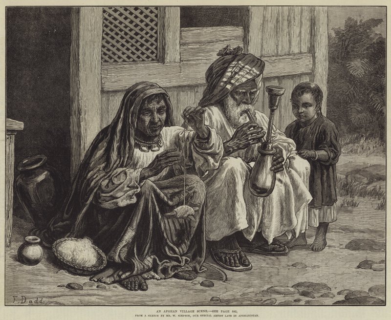 En afghansk landsbyscene af Frank Dadd