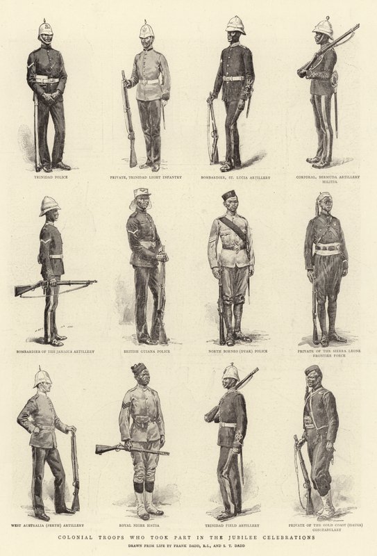 Kolonitropper, der deltog i jubilæumsfejringerne af Frank Dadd
