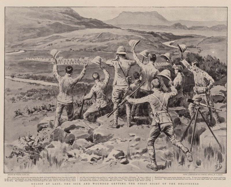 Lettelse til sidst, de syge og sårede får det første syn på befrierne af Frank Dadd