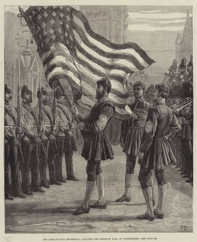 Overborgmesterens procession, der hilser det amerikanske flag i Westminster af Frank Dadd