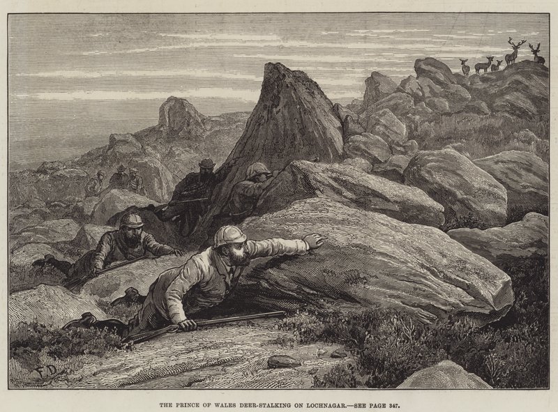 Prinsen af Wales hjorteforfølger på Lochnagar af Frank Dadd