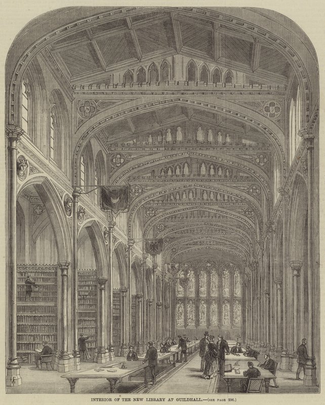 Interiør af det nye bibliotek i Guildhall af Frank Watkins