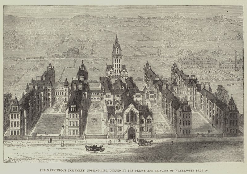 Marylebone Infirmary, Notting-Hill, åbnet af prinsen og prinsessen af Wales af Frank Watkins