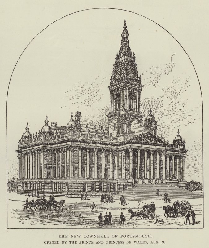 Det nye rådhus i Portsmouth, åbnet af prinsen og prinsessen af Wales, 9. august af Frank Watkins