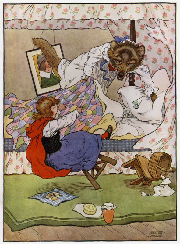 Lille rødhætte (farve litho) af Frank Adams