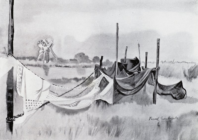 Norfolk Broads: An Eel Set (litho) af Frank Southgate