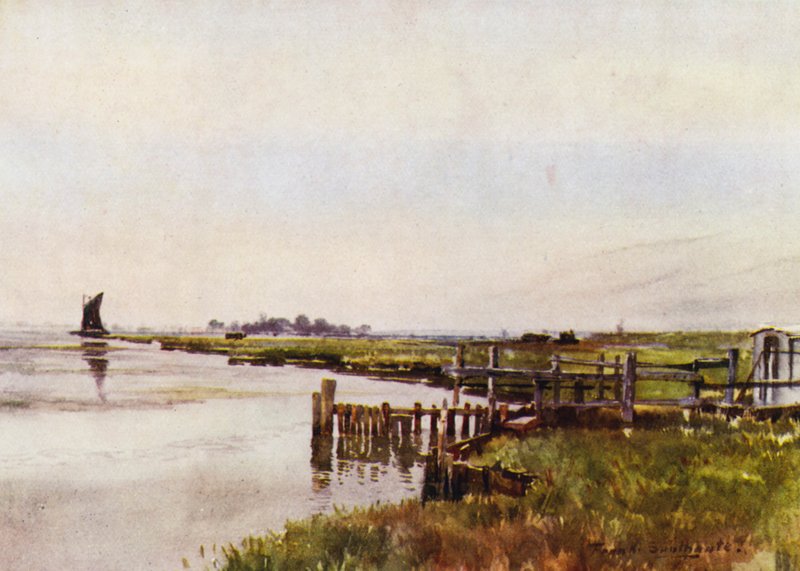 Norfolk Broads: Breydon Rond (farve litho) af Frank Southgate