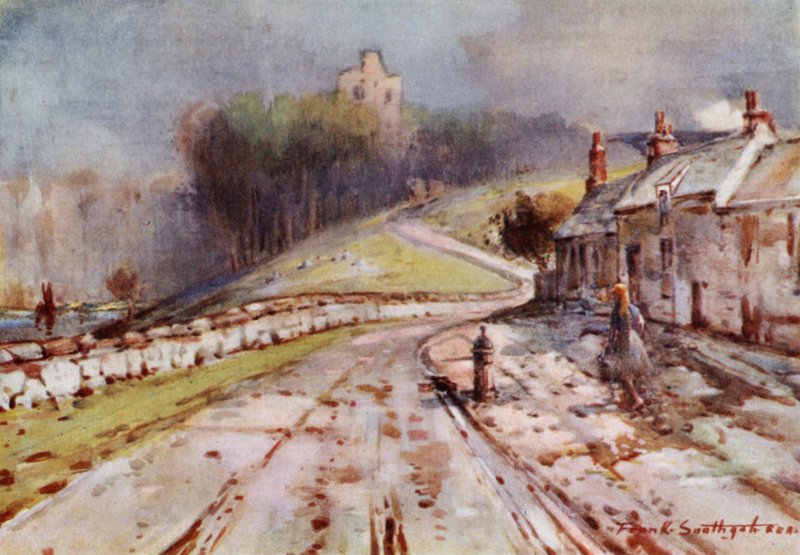 Norham Castle (farve litho) af Frank Southgate