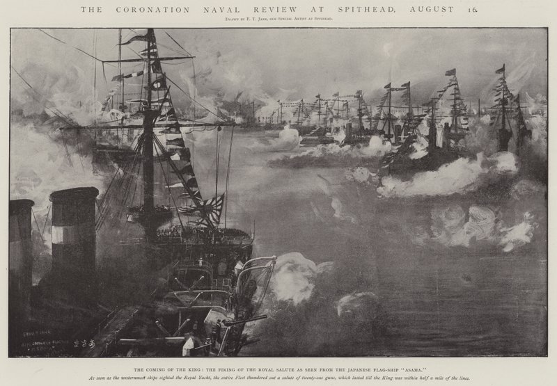 The Coronation Naval Review på Spithead, 16. august af Fred T. Jane