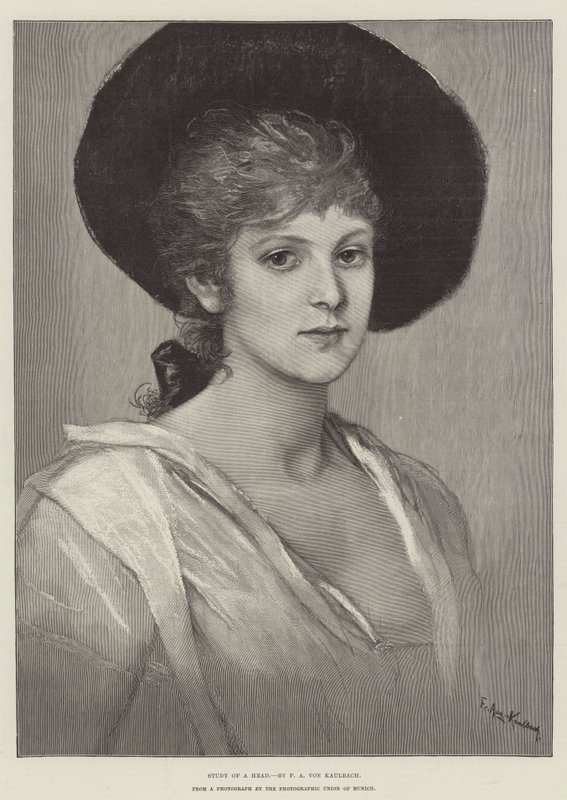 Studie af et hoved af Frederich August Kaulbach
