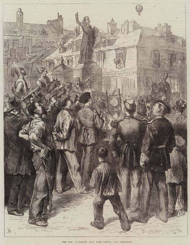 Krigen, en ballon fra Paris, der passerer over Versailles af Frederick Barnard