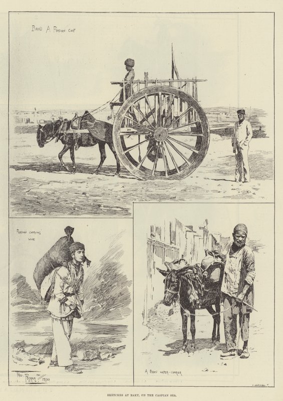 Skitser ved Baku ved Det Kaspiske Hav af Frederick Pegram