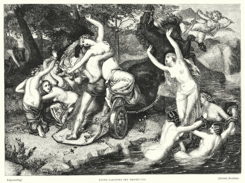 Pluto bærer Proserpine af (gravering) af Frederick Richard Pickersgill