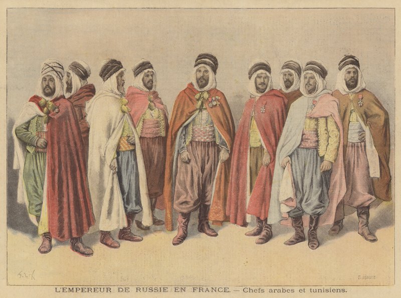 Arabiske og tunesiske høvdinge i Paris for besøget af zar Nicholas II af Rusland af French School