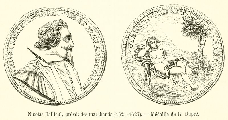 Nicolas Bailleul, købmændenes prævot, 1621-1627, Medal of G Dupre af French School