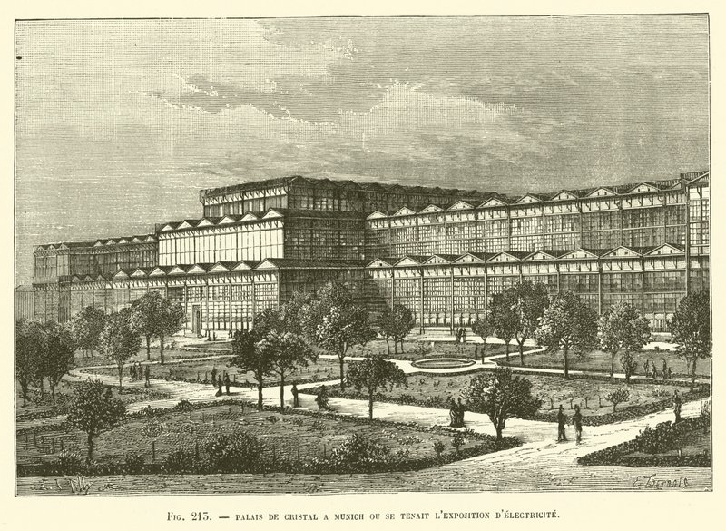 Crystal Palace i München, hvor elektricitetsudstillingen blev holdt af French School