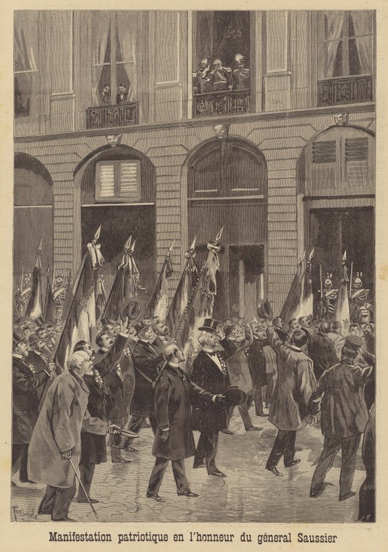 Patriotisk demonstration til ære for general Saussier af French School