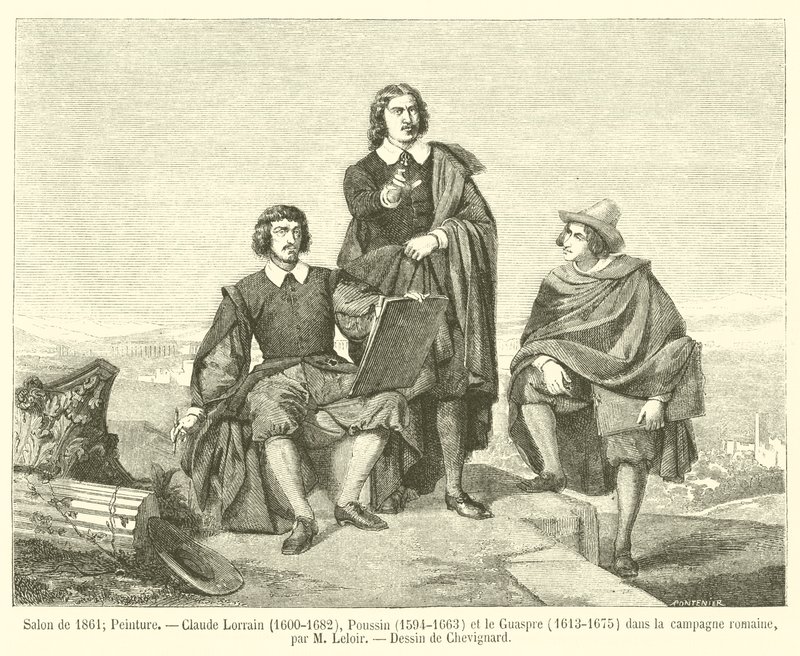 Salon fra 1861, Maleri, Claude Lorrain, 1600-1682, Poussin, 1594-1663, og Guaspre, 1613-1675, i det romerske landskab af French School