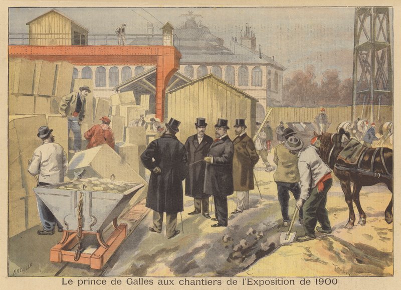 Prinsen af Wales besøger stedet for Exposition Universelle i 1900 i Paris af French School