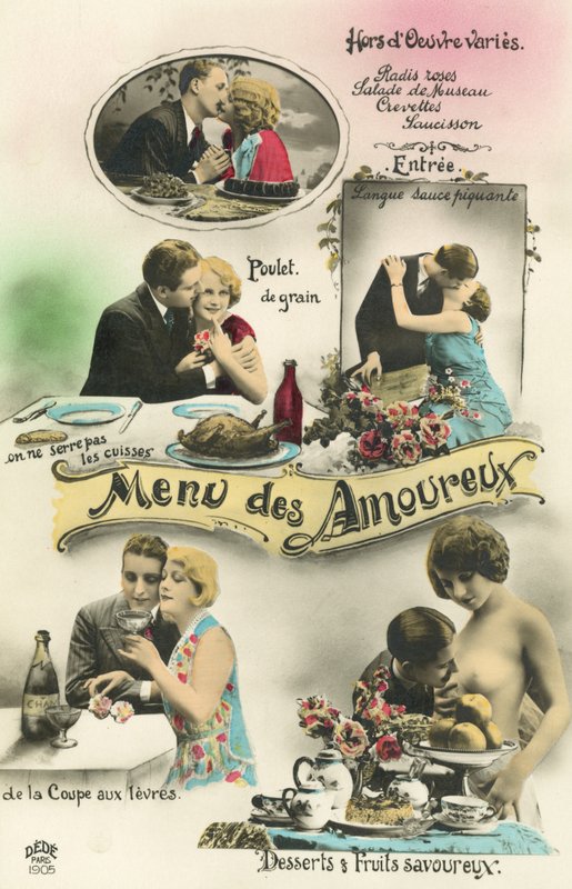 En menu for elskere (farvefoto) af French Photographer