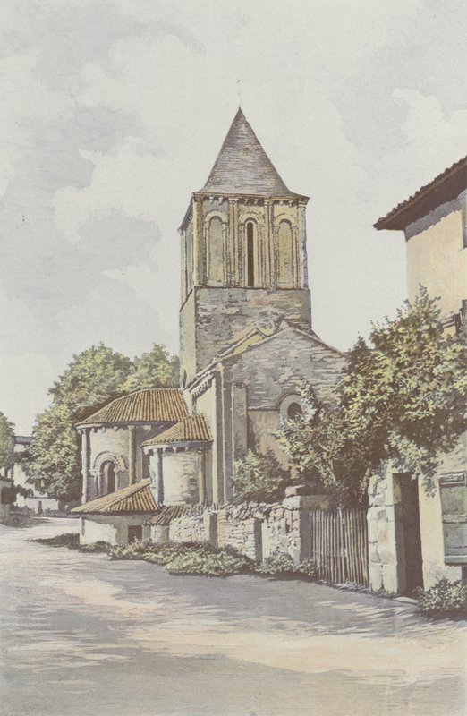 Melle, Saint-Pierre kirke, apsis og klokketårn af French Photographer