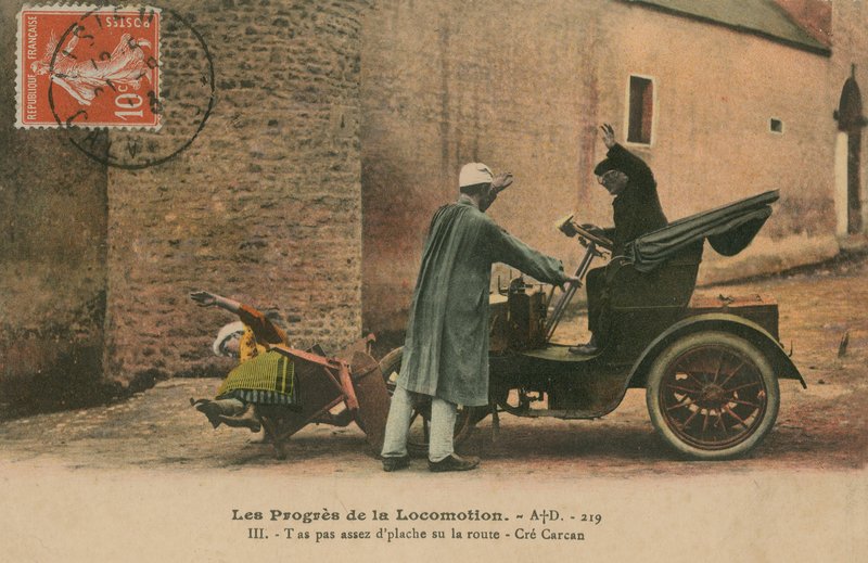 Motorulykke. Postkort sendt i 1913. af French Photographer